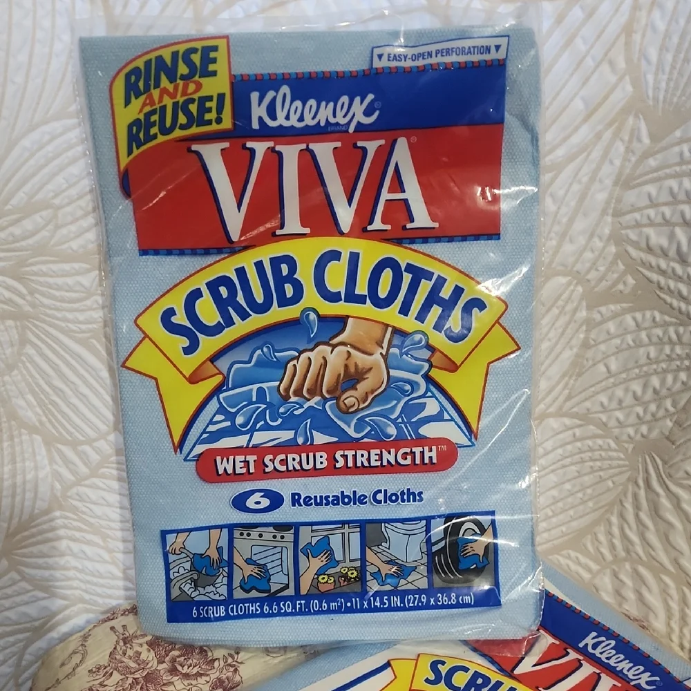 Vintage Kleenex Viva Scrub Cloths Two 6 Pack - 1996 NOS Sealed
